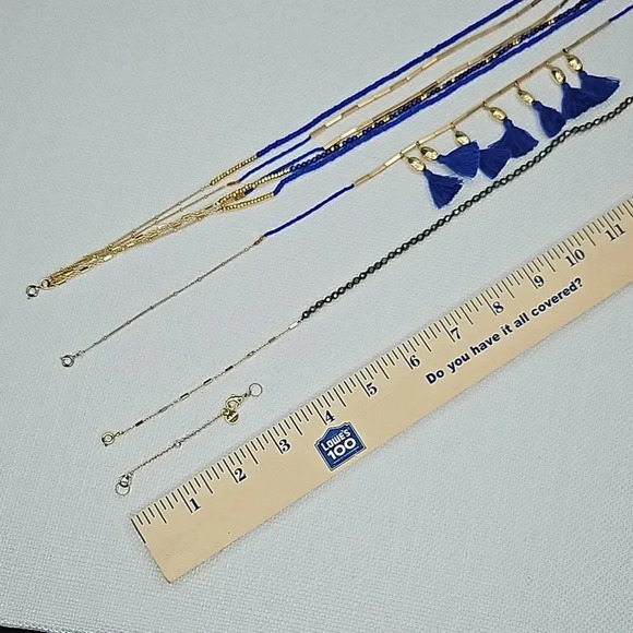 Retired Vintage Stella & Dot Tulum Tassel Necklace Gold Blue Beaded Versatile - Picture 11 of 16